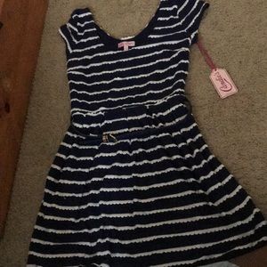 Blue and white dress